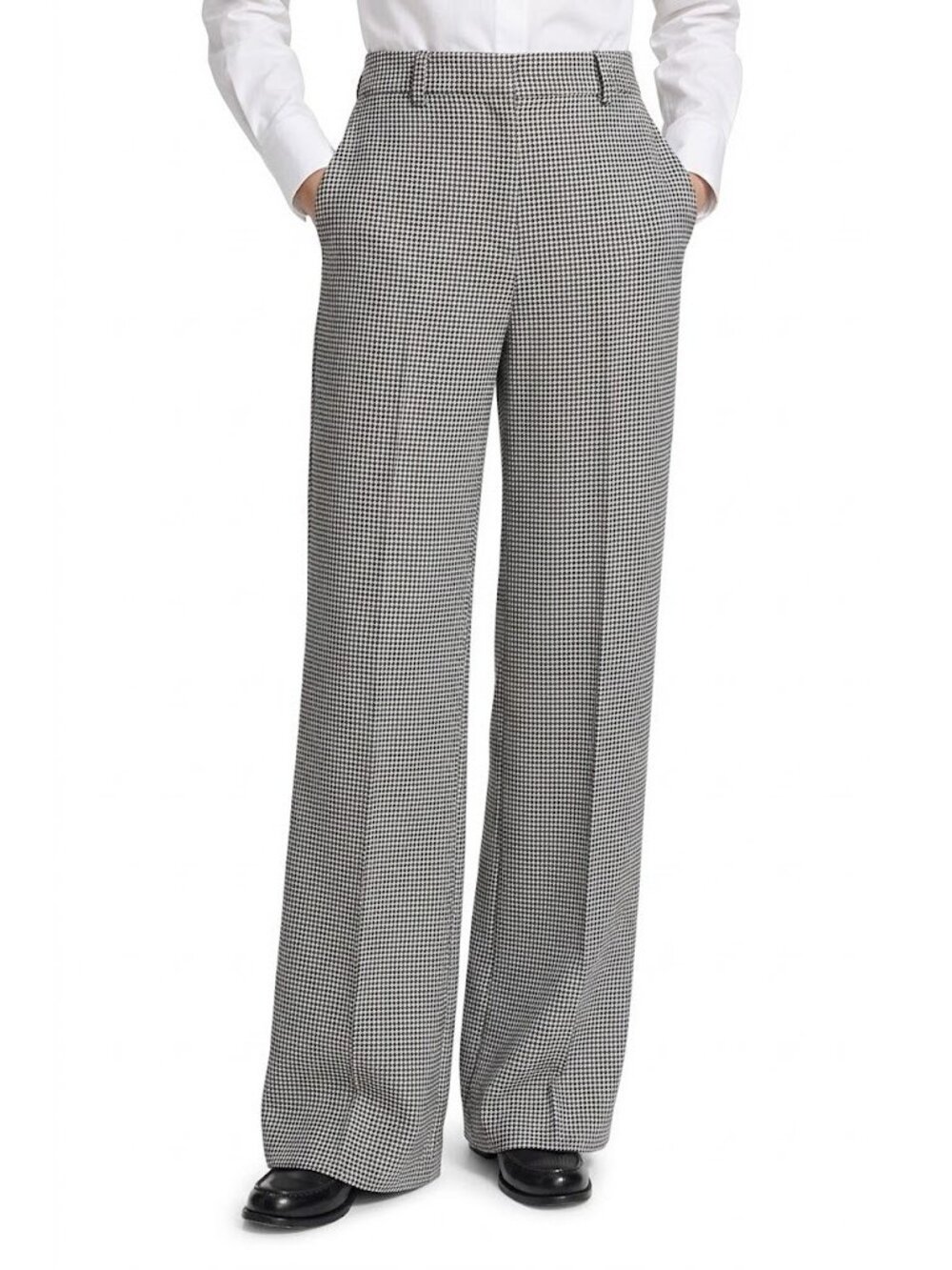 NWT Theory Classic Straight Trouser in Black White Houndstooth Pants 8